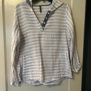 Striped Hooded Pullover Top